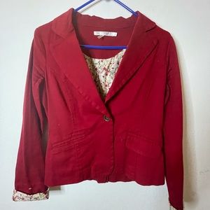Red HAVE Blazer With Floral Print